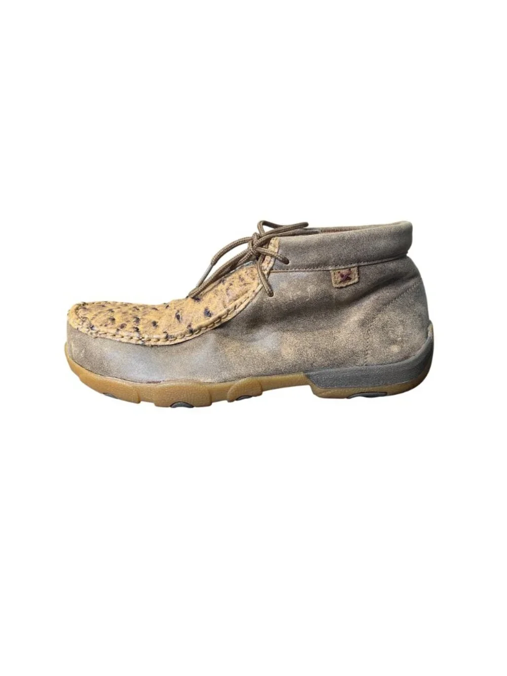 Twisted X Men Size 8 Nano Safety Toe Driving Moc Chukka Leather Ostrich Tan Work